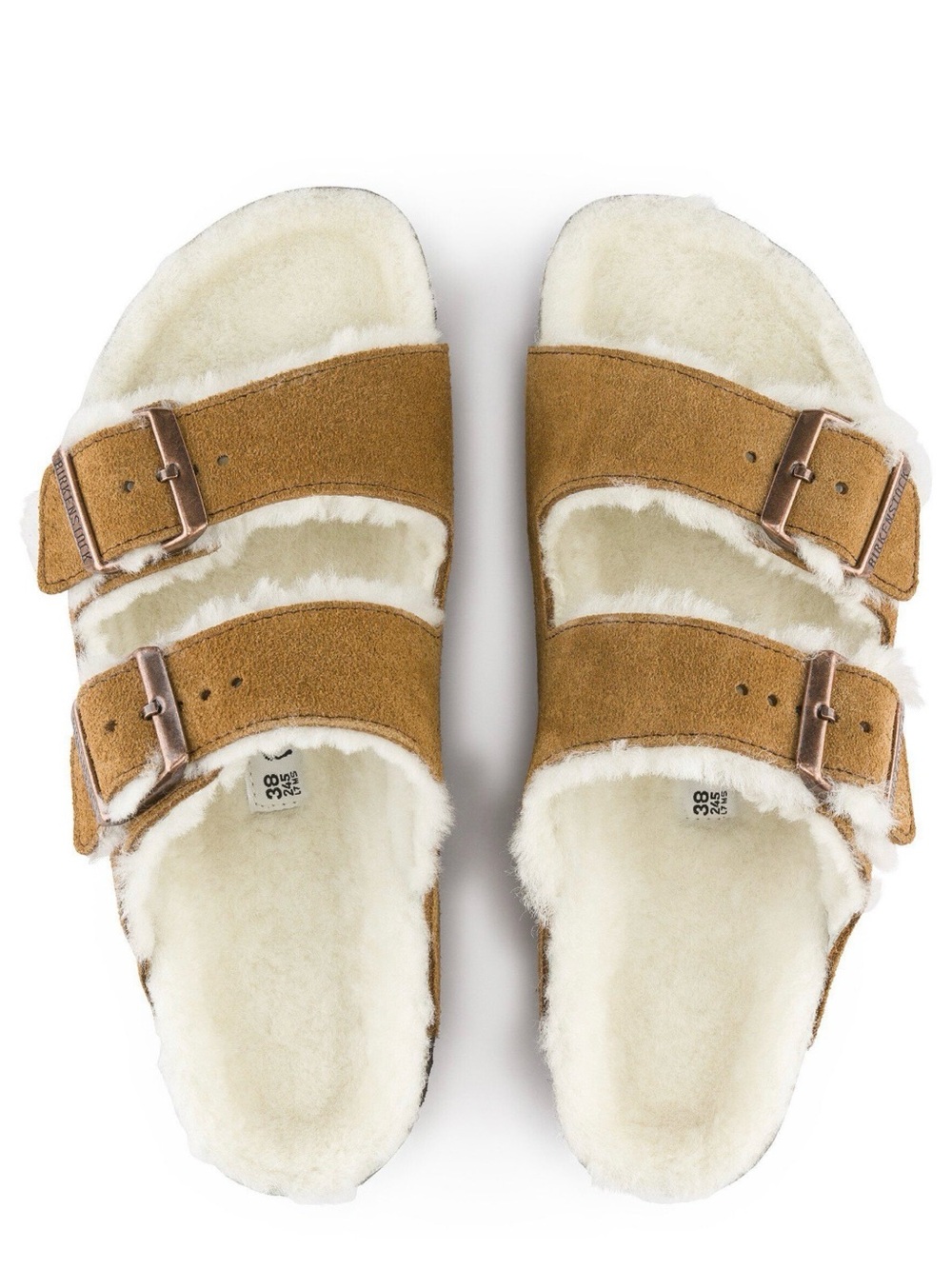 Birkenstock Kids Double-Buckle Faux Shearling Slide Sandals in Brown